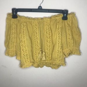 Puff sleeve off the shoulder crop top